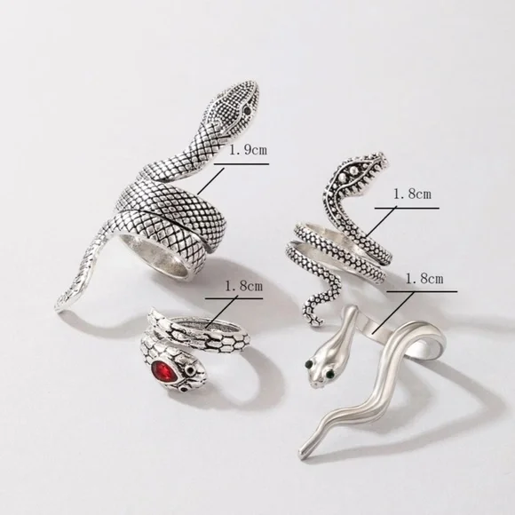 4pc Snake Design Rings - Picture 4 of 4